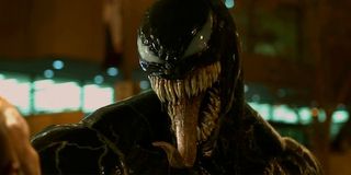 Venom sticking out tongue in 2018 movie