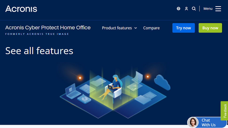 Website screenshot for Acronis Cyber Protect Home Office