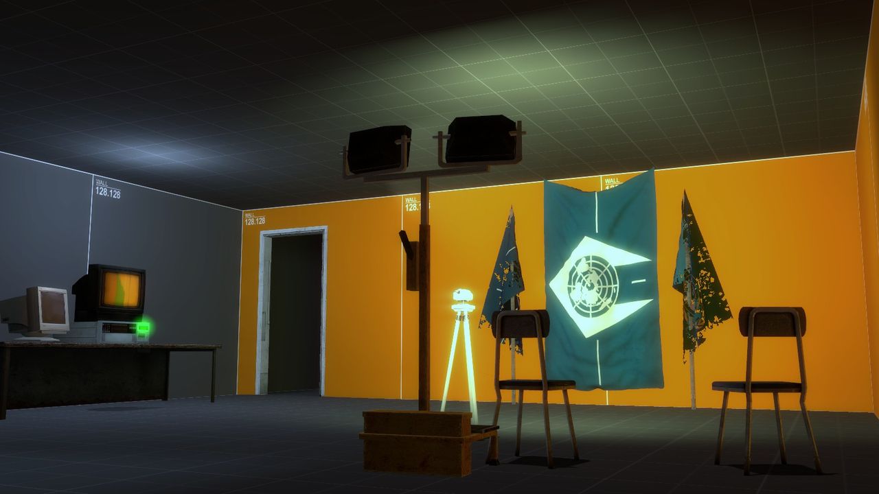 Entropy: Zero 2 - Progenitors screen showing TV set, including United Nations - Combine logo mockup
