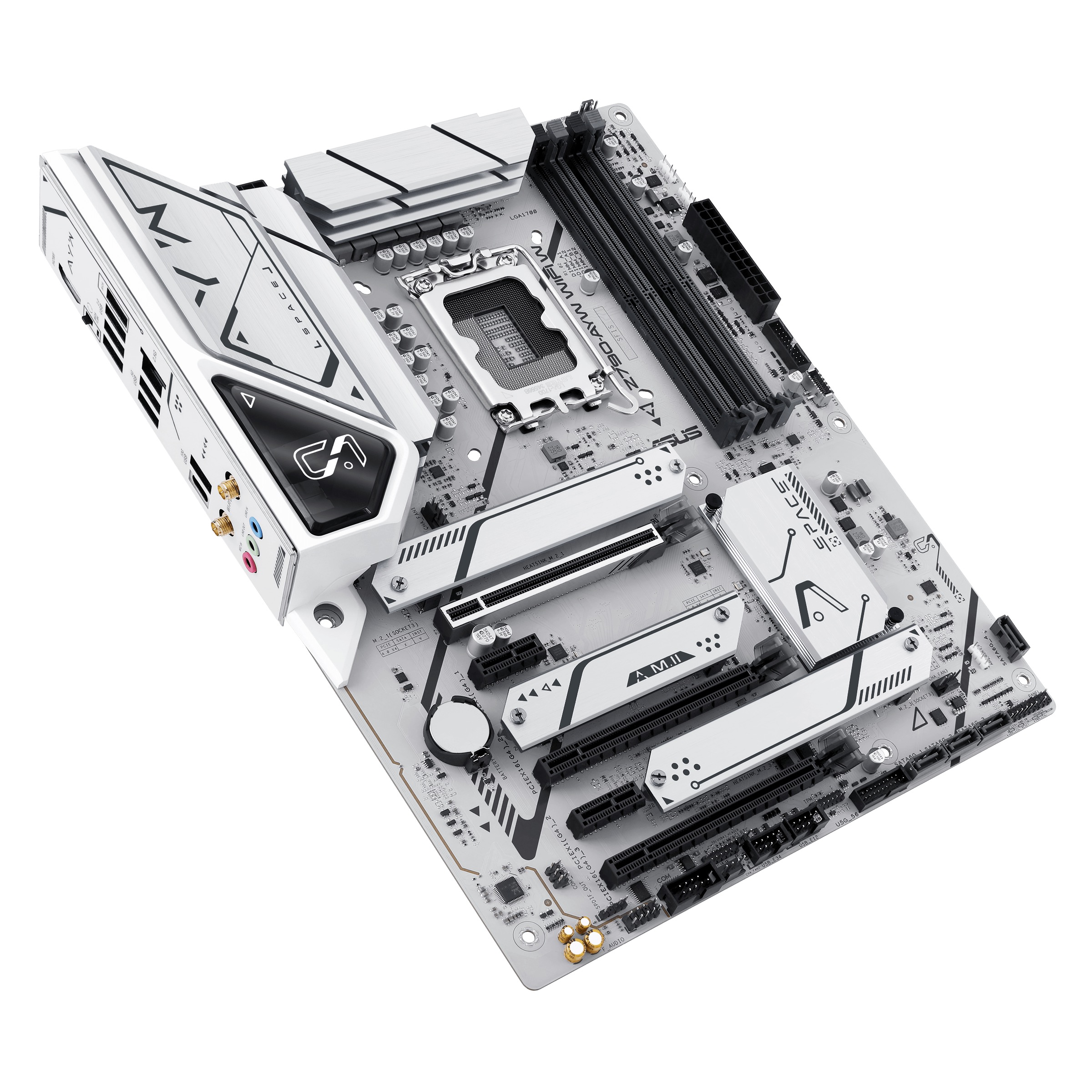 Asus Z790-AYW WIFI W motherboard from various angles