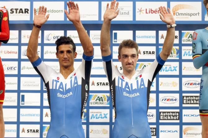 Madison winners Liam Bertazzo and Elia Viviani