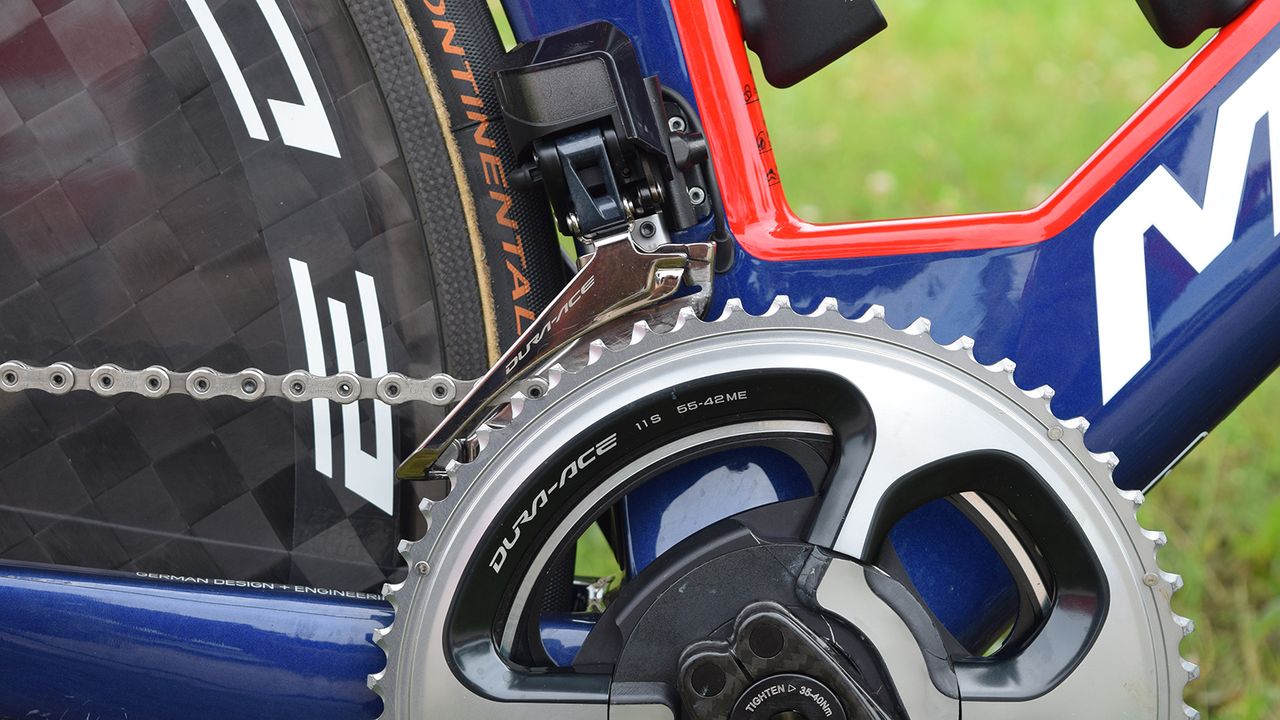 Nibali opted for 55/42 chainrings for the rolling team time trial at Criterium du Dauphine