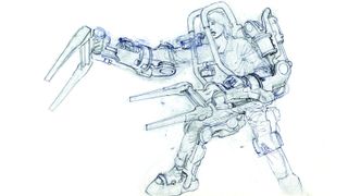 A concept sketch for the Power Loader from Aliens.