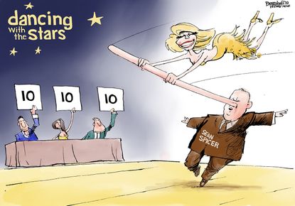 Political Cartoon Sean Spicer Dancing With The Stars Pinocchio