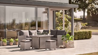 modern patio furniture set with tables and chairs from Kettler