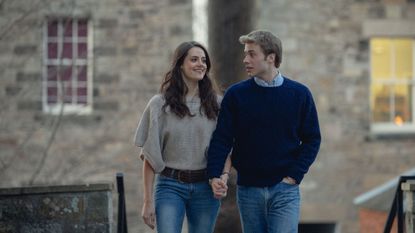 A scene from Netflix's sixth season of The Crown depicting Prince William and Kate Middleton dating