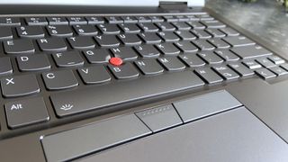 Lenovo ThinkPad X1 Yoga (Gen 8) keyboard and touchpad close up