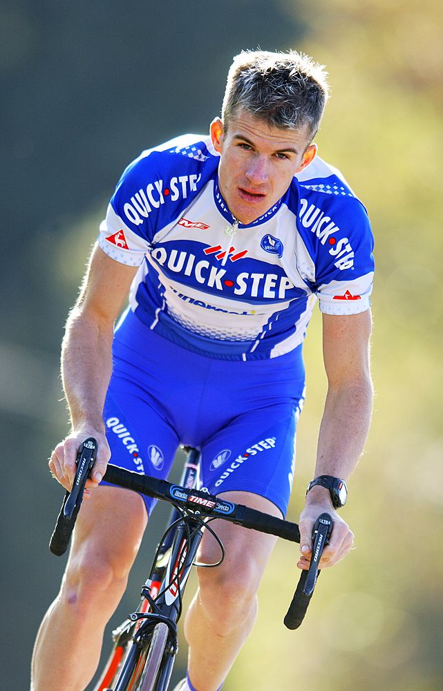 An early season photo shoot for Michael Rogers during his Quick Step days