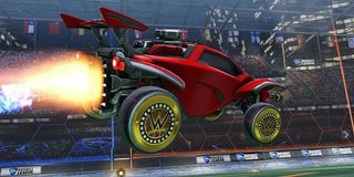 Some sweet WWE wheels in Rocket League.