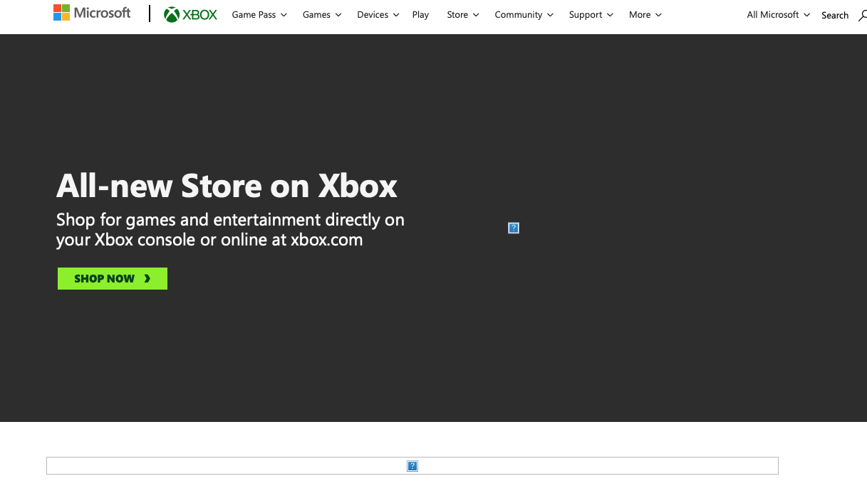 Xbox Store during outage