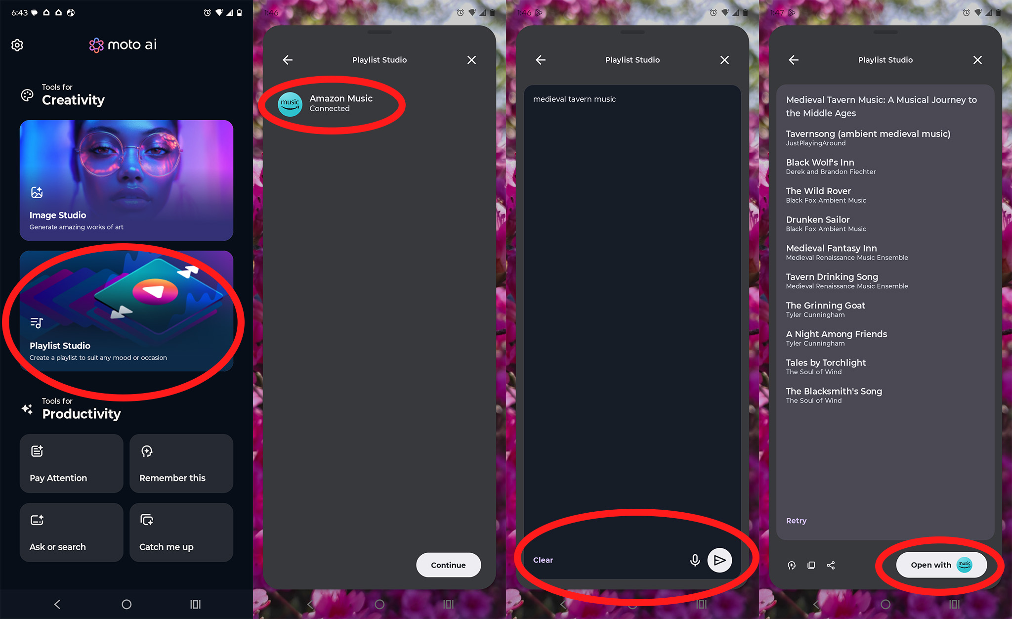 Moto AI's Playlist Studio feature running on a Motorola Razr Plus (2024)
