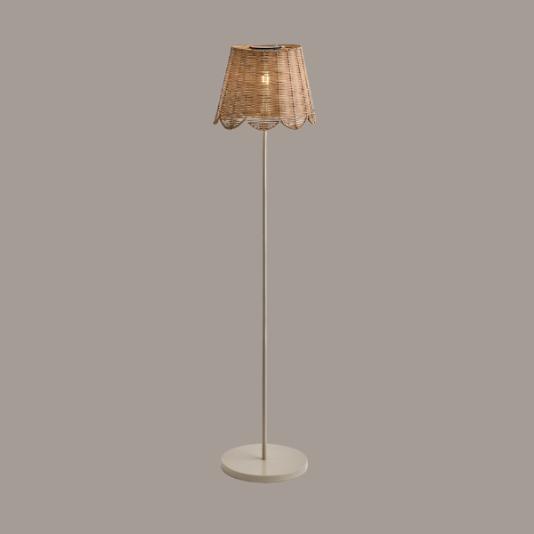 Next, Natural Scalloped Rattan Outdoor Solar Floor Lamp