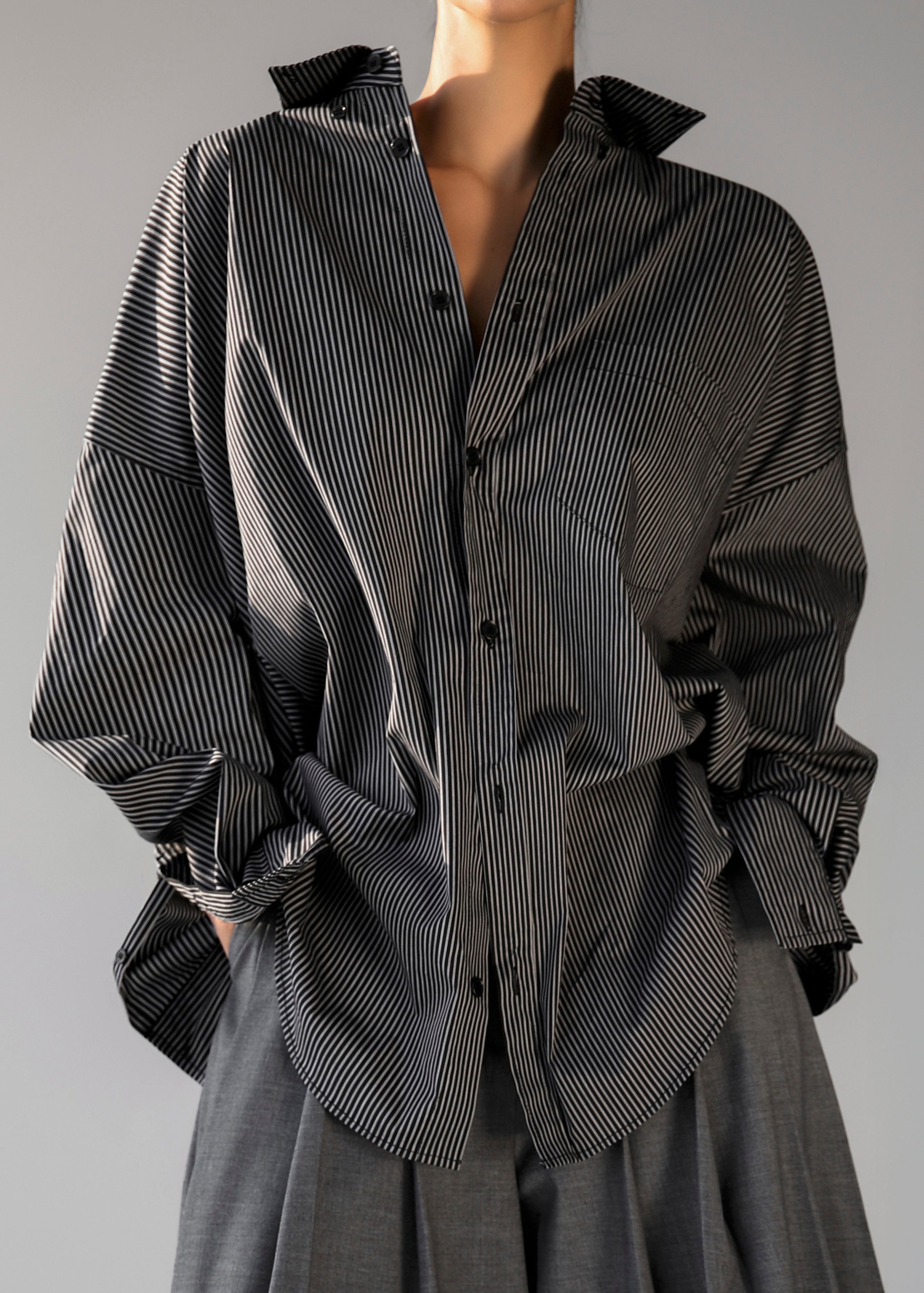 Lioris Oversized Shirt - Black/white Stripe