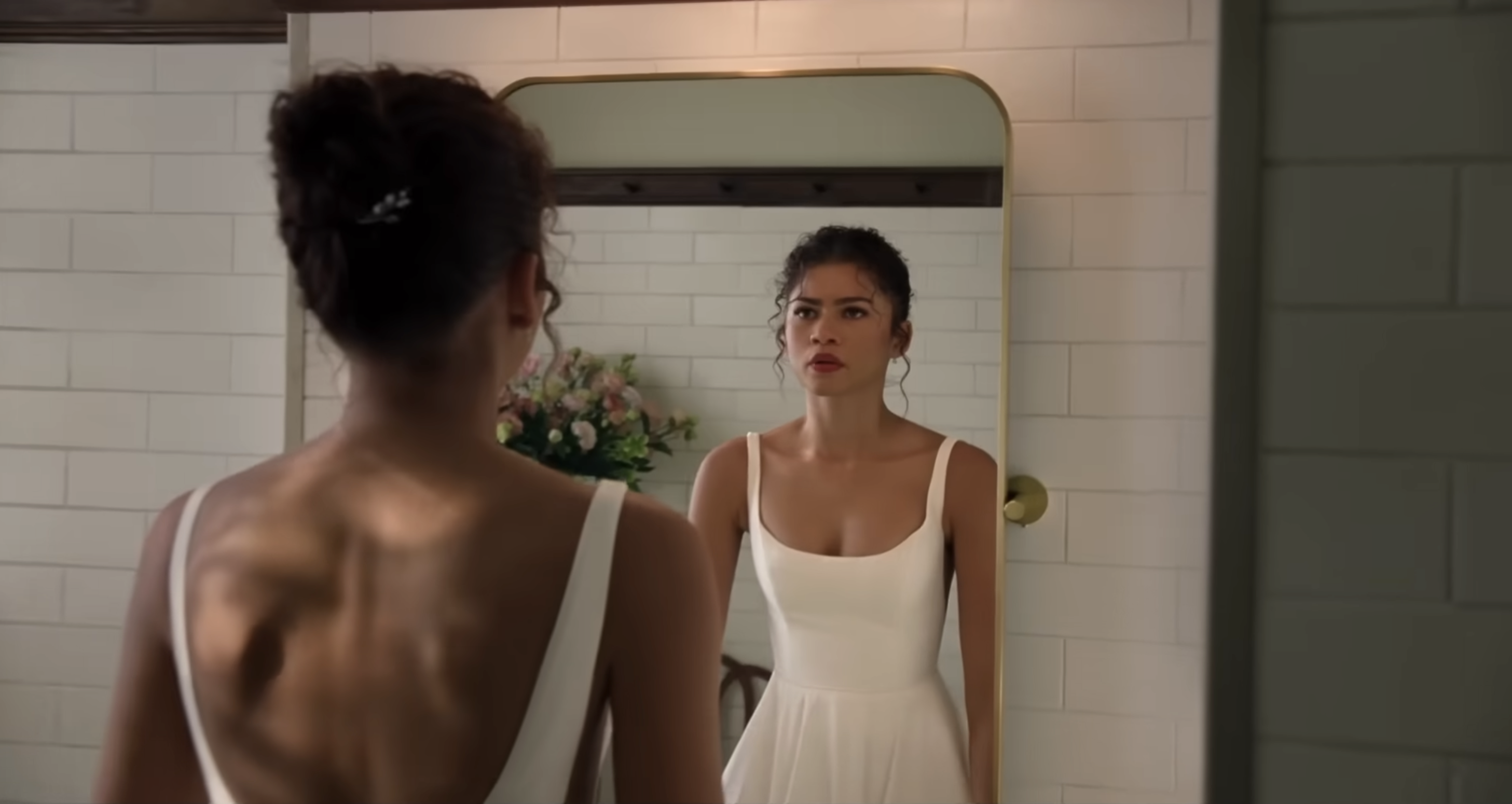 Zendaya wore a white wedding gown in the trailer for The Drama
