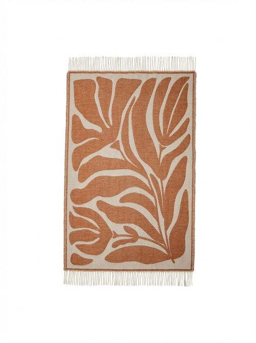 Abstract Floral Sofa Throw - Burnt Orange