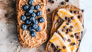 Whole grain toast with nut butter and fruit