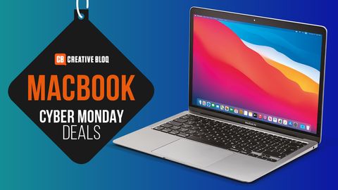 MacBook Cyber Monday deals template with a MacBook Air 2020 image