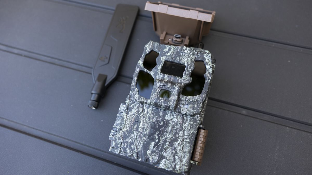 The Browning Defender Pro Scout Max Solar parts laid out on a storage box
