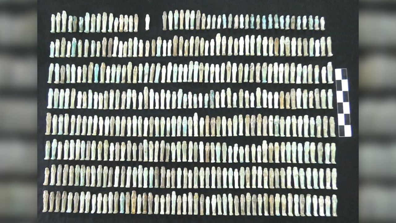 Researchers found about 400 ushabti funerary figures in the man's tomb.