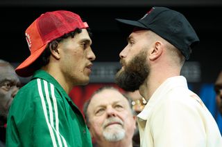 David Benavidez (L) and Caleb Plant meet in a March 25 Showtime PPV boxing match 