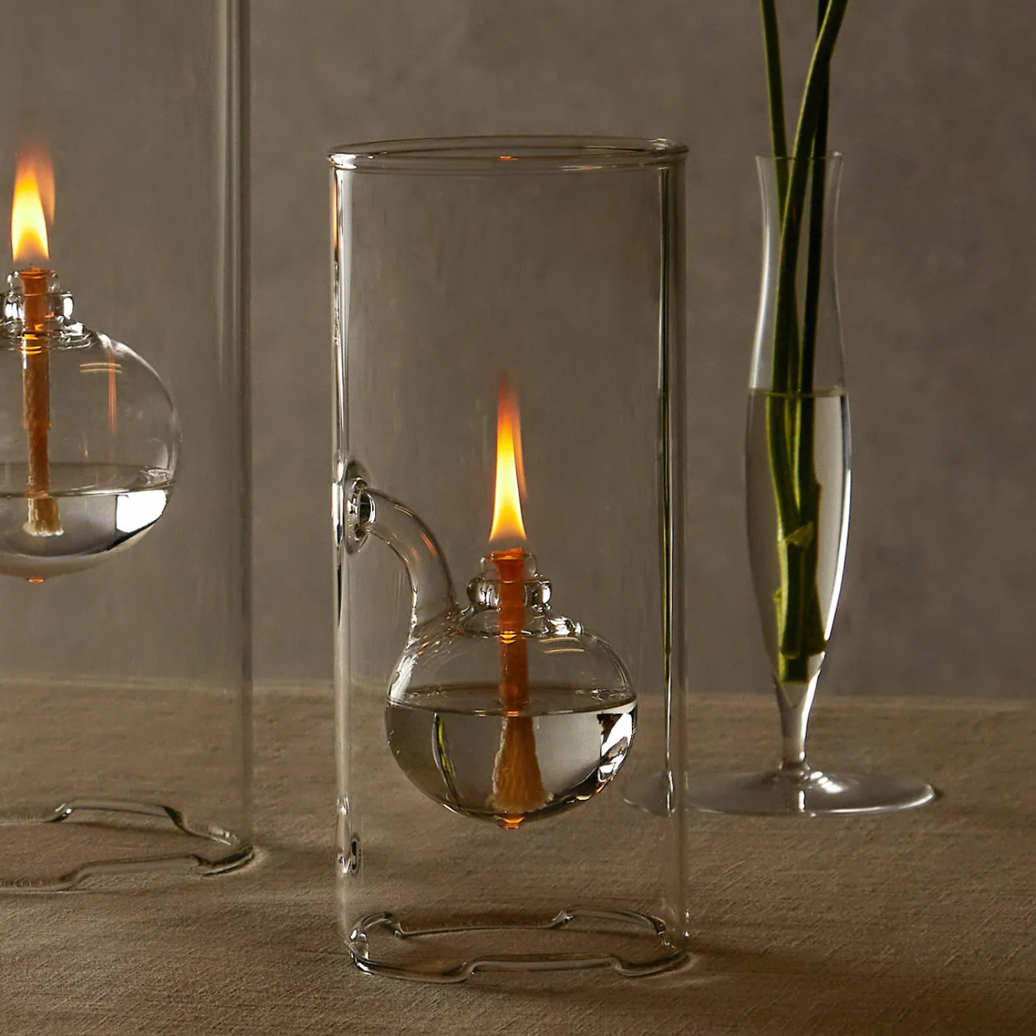 A glass oil lamp lantern