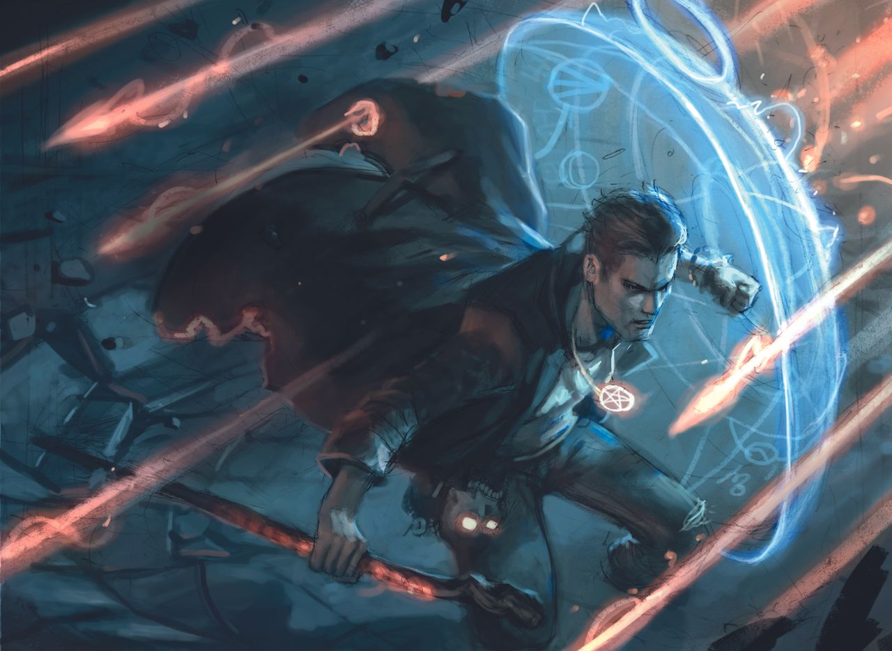 A sketch for book cover art by Dan Dos Santos