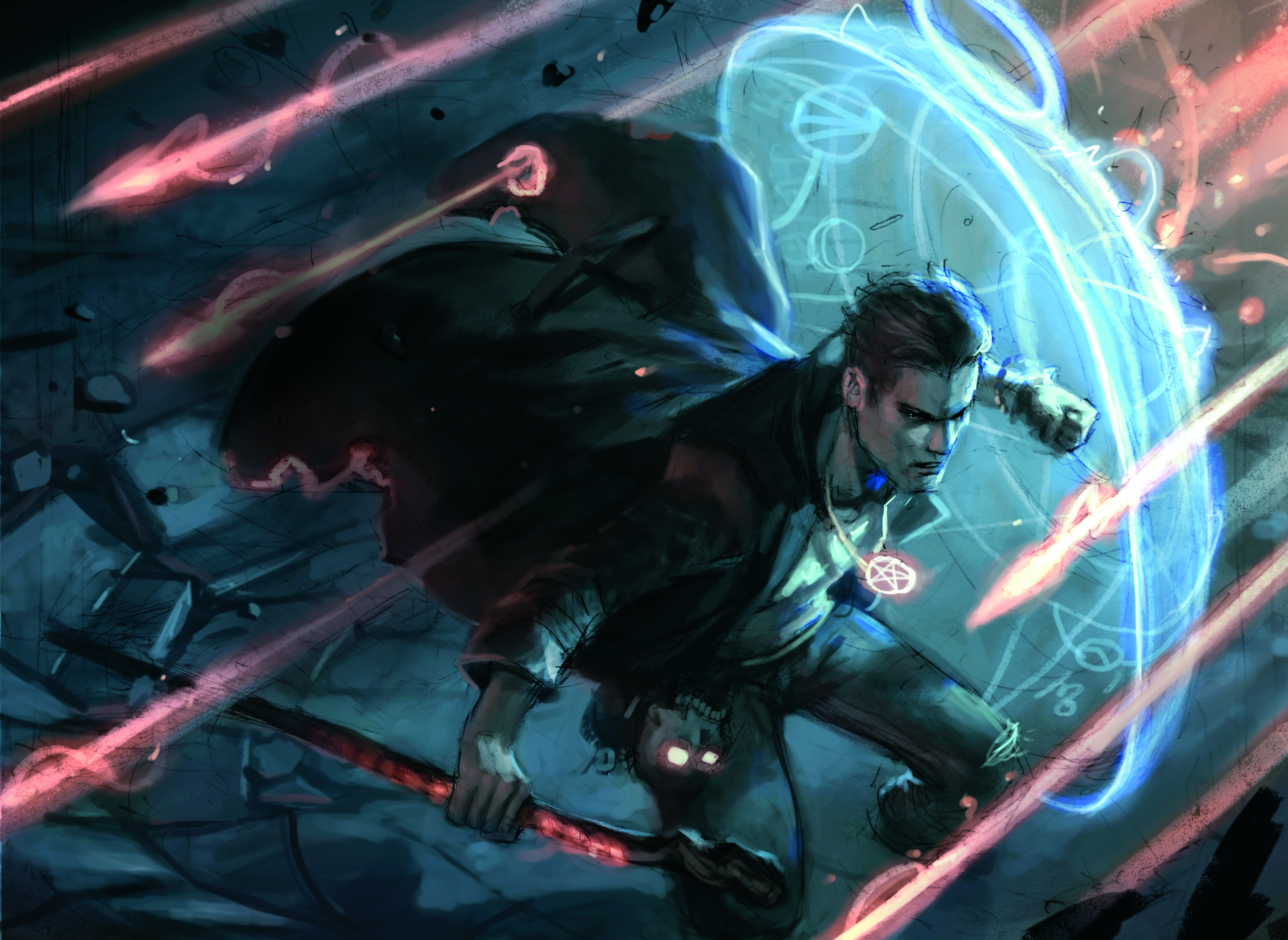 A sketch for book cover art by Dan Dos Santos