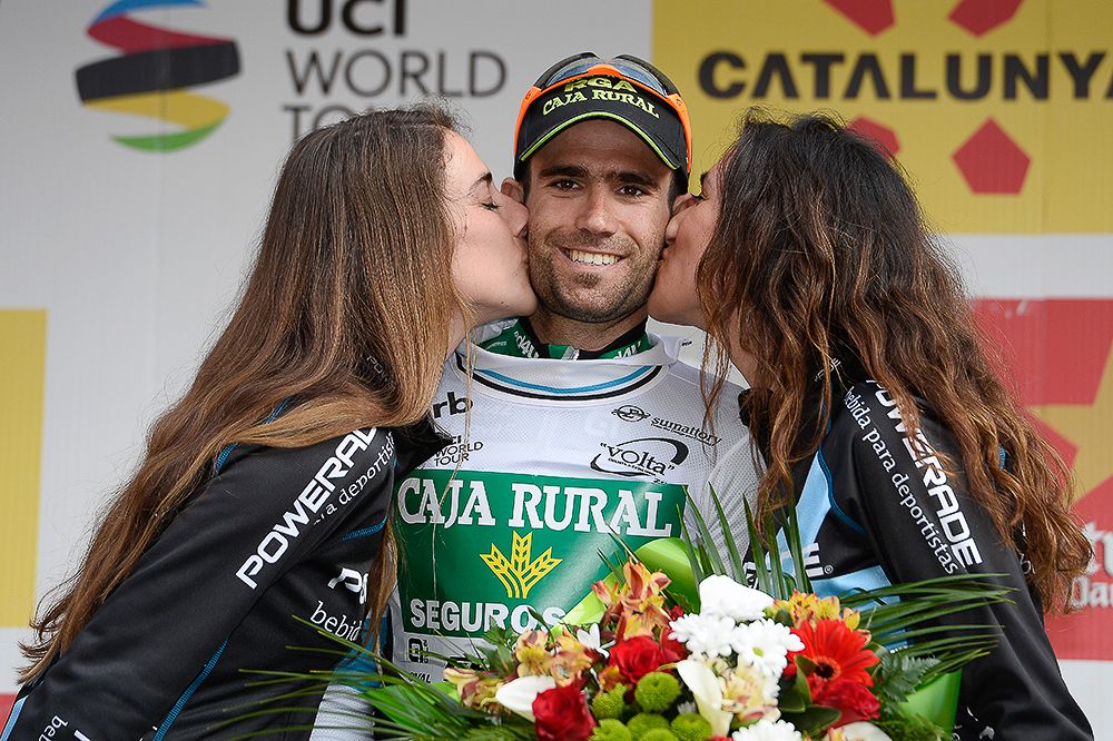 Eduard Prades on the Volta a Catalunya stage 1 podium