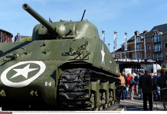 USA Army tank at the start in Bastogne