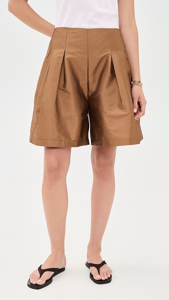 Techno Taffeta Long Shorts - Bronze