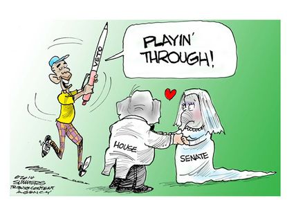 Obama cartoon U.S. political veto House Senate