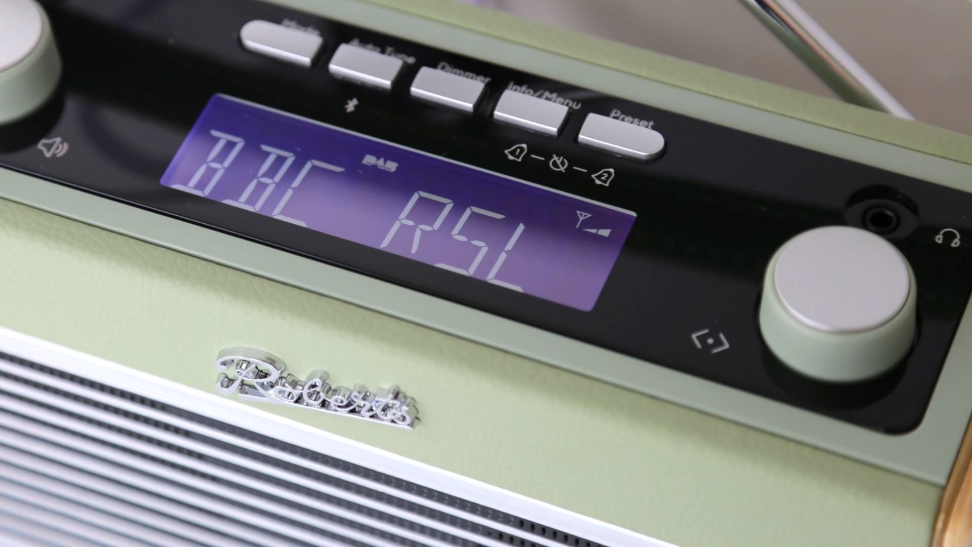 a closeup of the display on the roberts rambler bt stereo dab radio