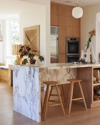 Marble and wooden kitchen