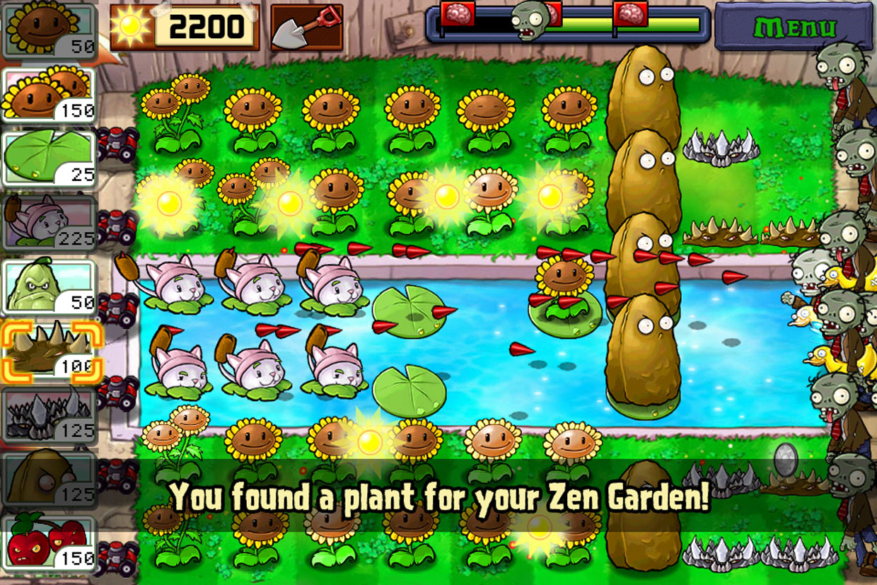 Plants vs zombies menu