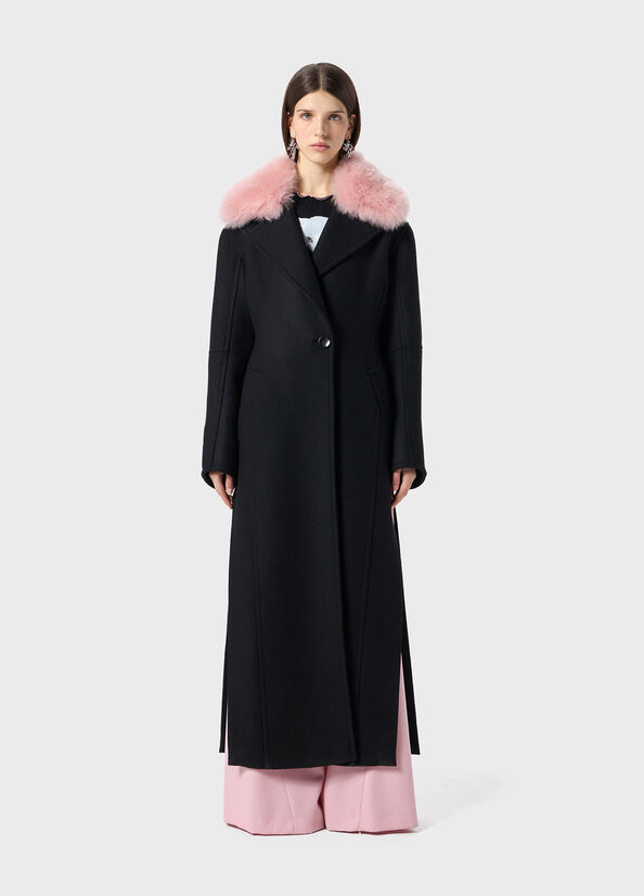 Long Coat With Faux Fur Collar