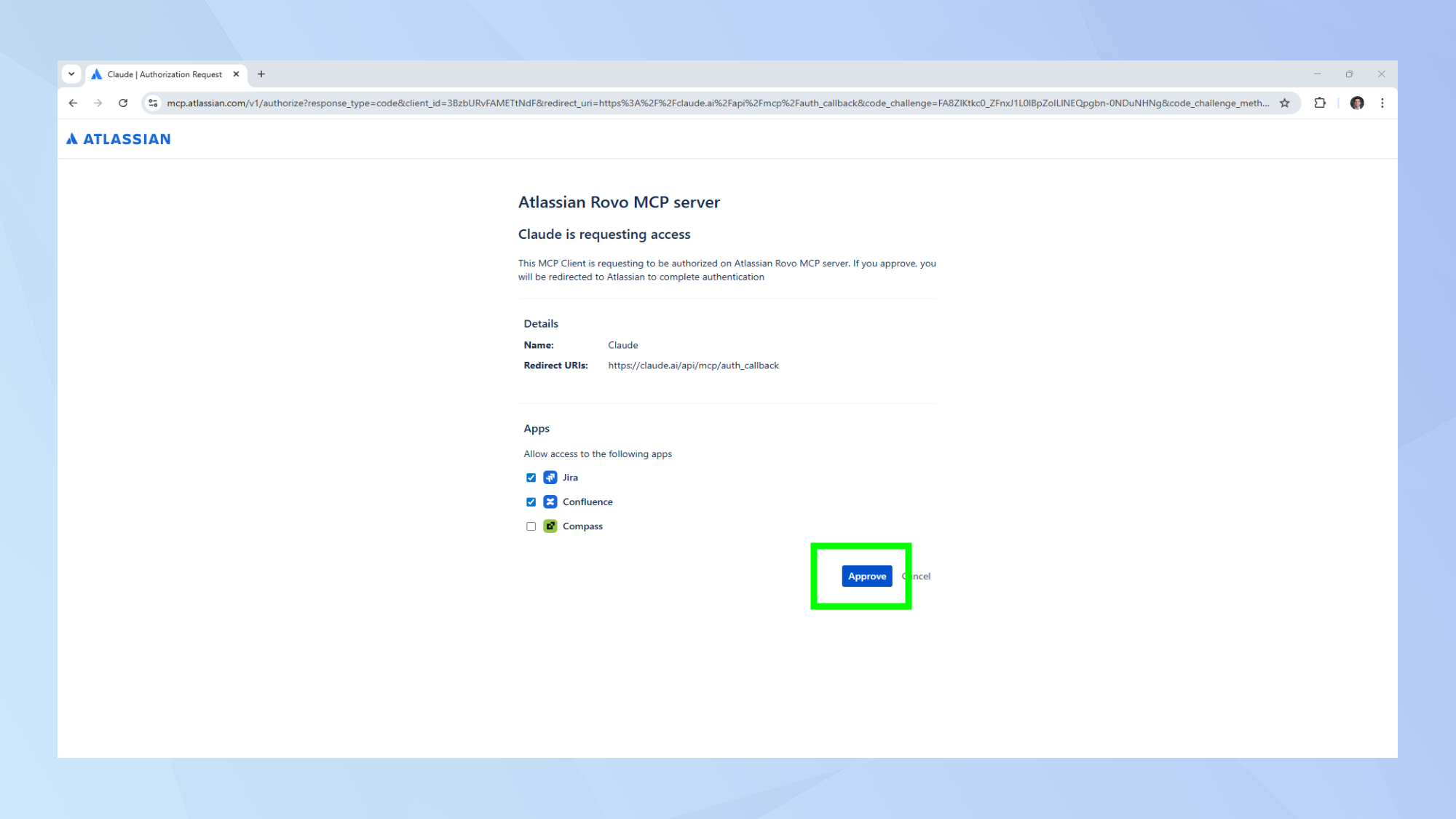 Claude approve connector 