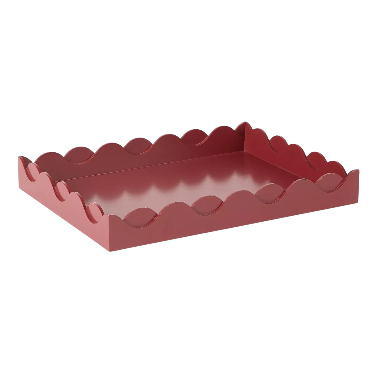 A red scalloped tray