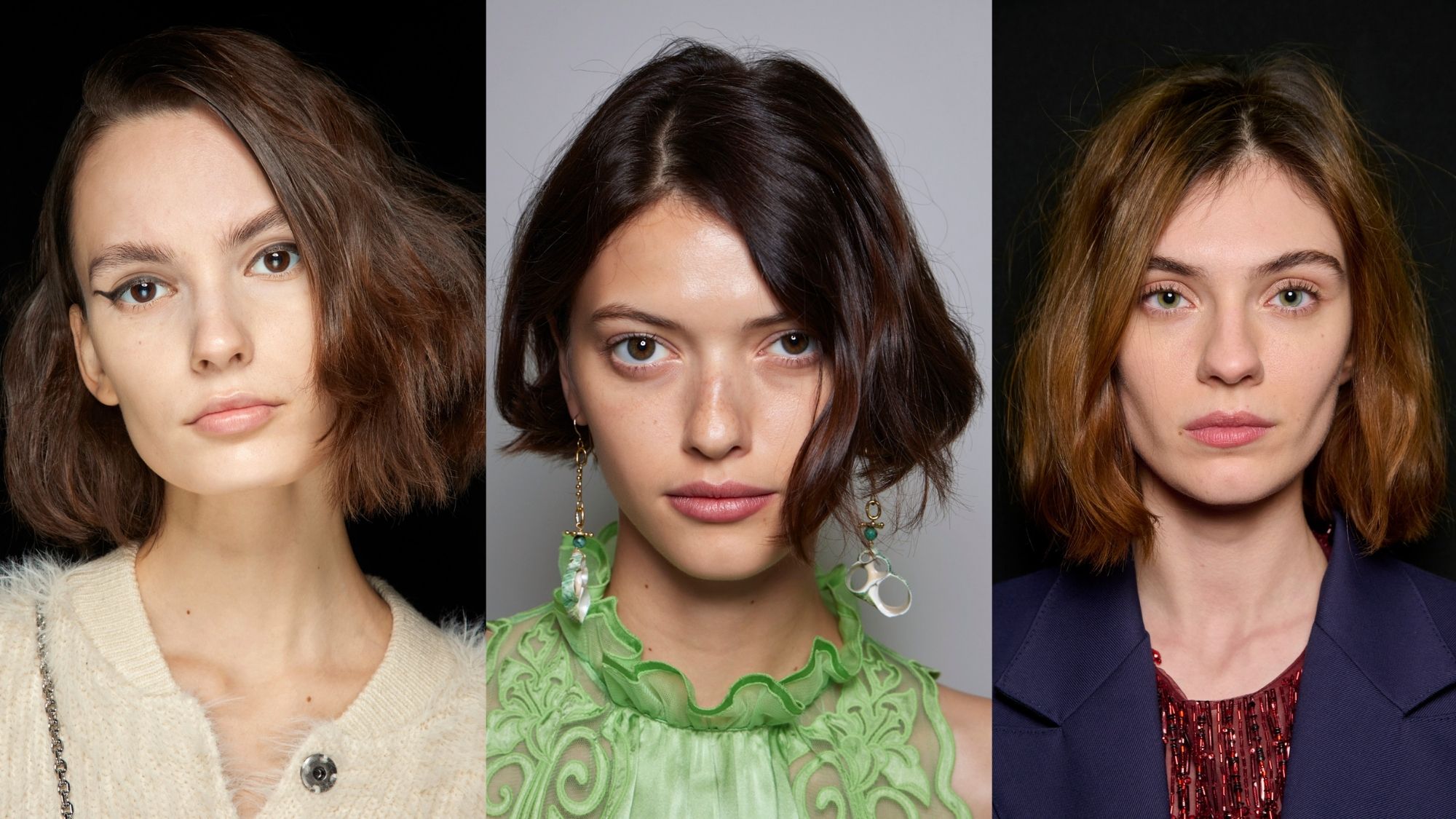 bouncy layered bobs seen on models from fashion week