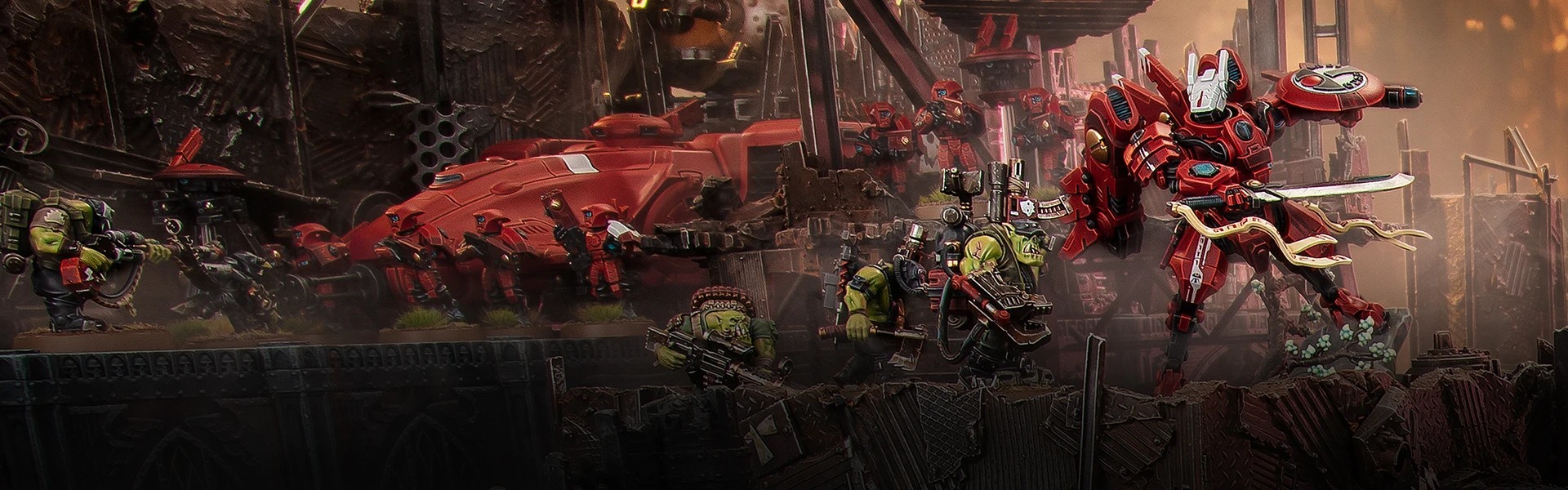 A range of Orks face off against the Tau