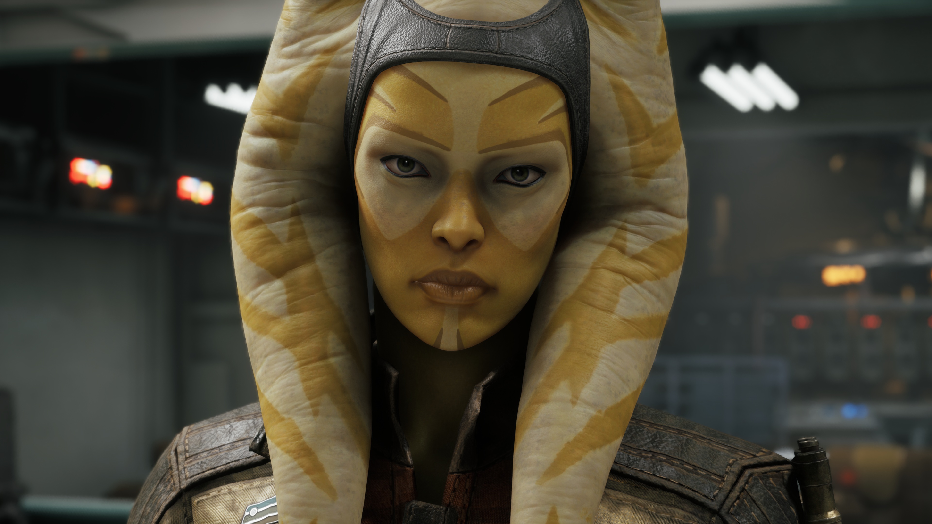 Togruta character in Star Wars Zero Company looking at camera.