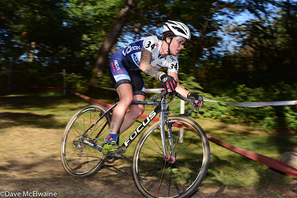 Jena Greaser (JAM/NCC/Vittoria) riding to a top ten finish after a great start