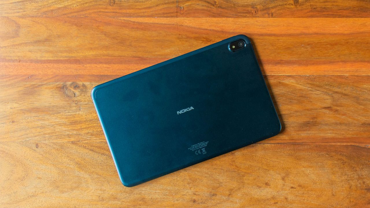 A photograph of the Nokia T20 face-down on a table
