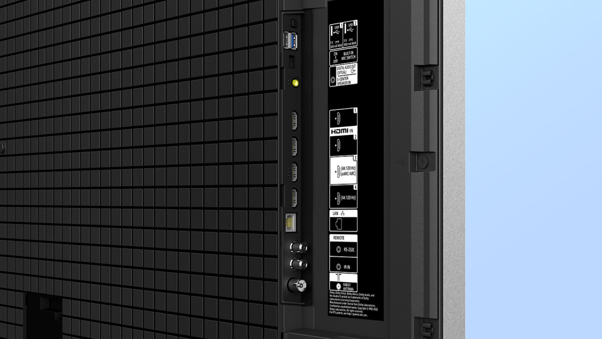 The ports on a Sony Bravia 8 II