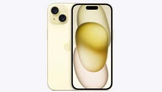 An iPhone 15 in yellow