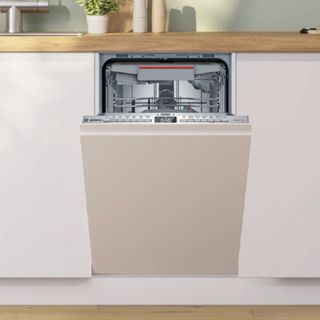 white integrated dishwasher in kitchen