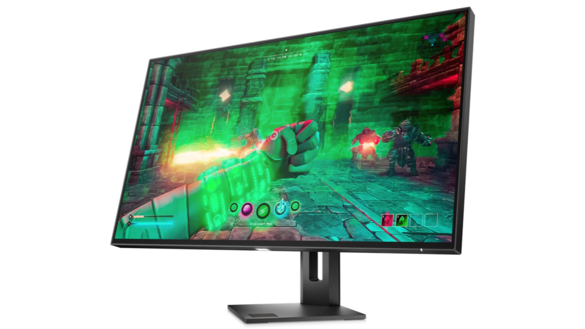 Omen 27U monitor showing a fantasy game being played