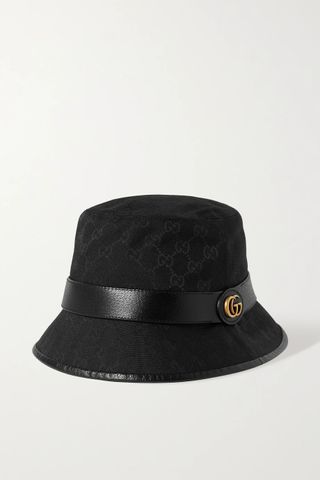 Gucci Leather-Trimmed Canvas-Jacquard Bucket Hat
