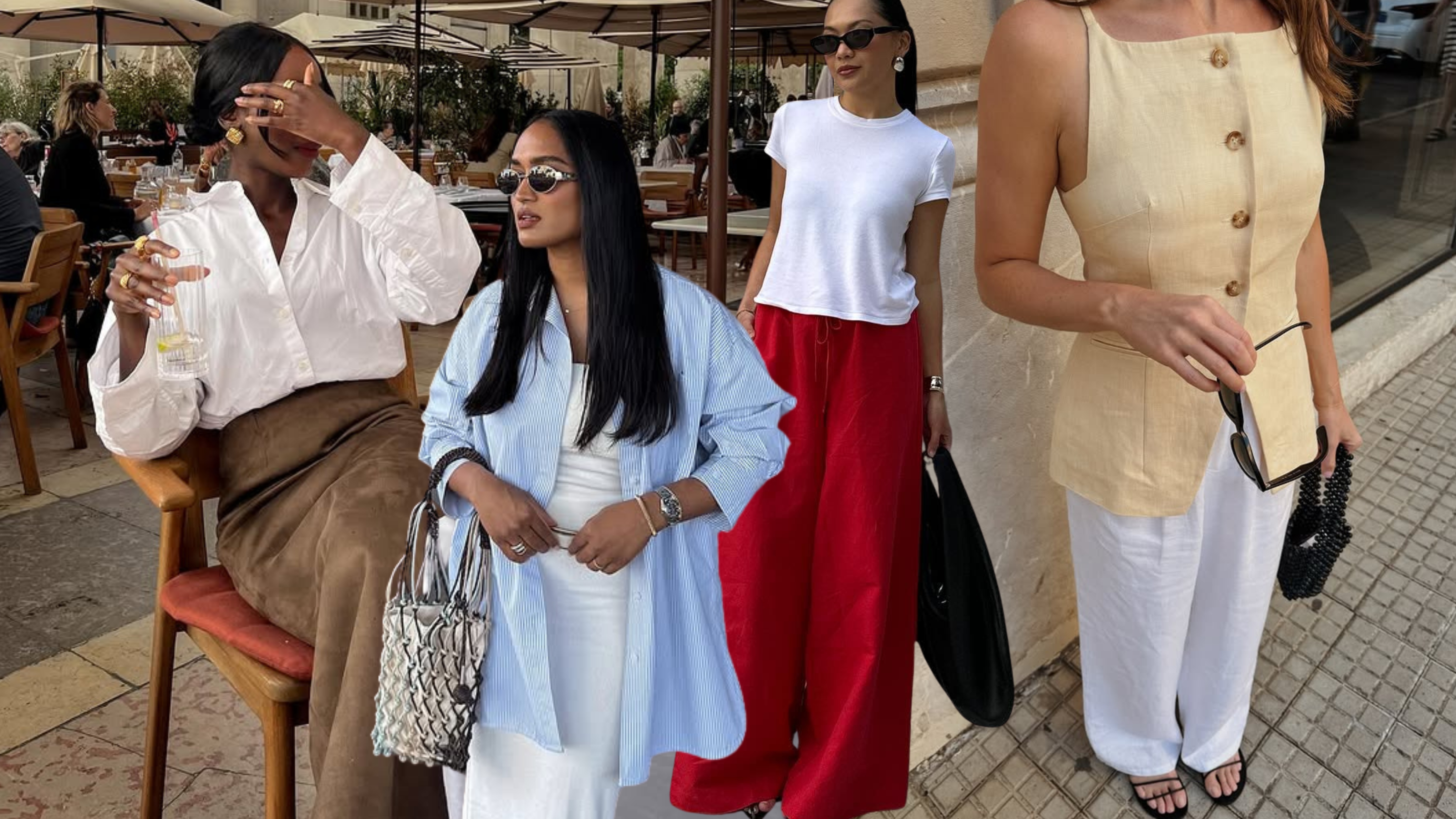 A selection of influencers wear colours that look chic with white