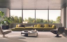 Milan Design Week Minotti living room with green sofa