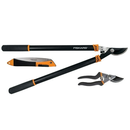 Fiskars Garden Tool Set Hand Pruner, Lopper, &amp;amp; Saw With Steel Blades